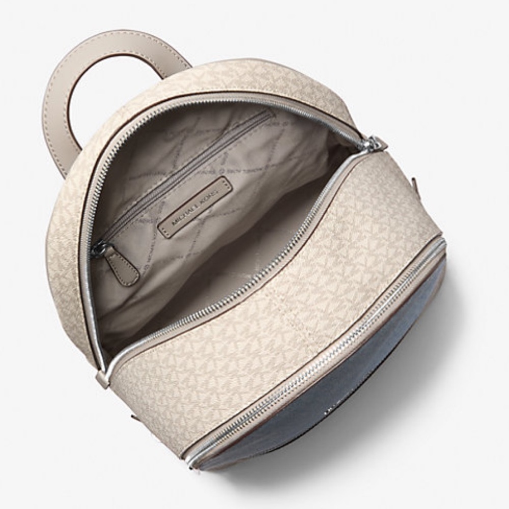 MICHAEL KORS Rhea Medium Color-Block Signature Logo Backpack - Picture 5 of 16